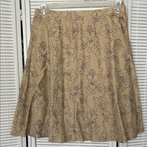 Elegant Beige Floral A-Line Skirt